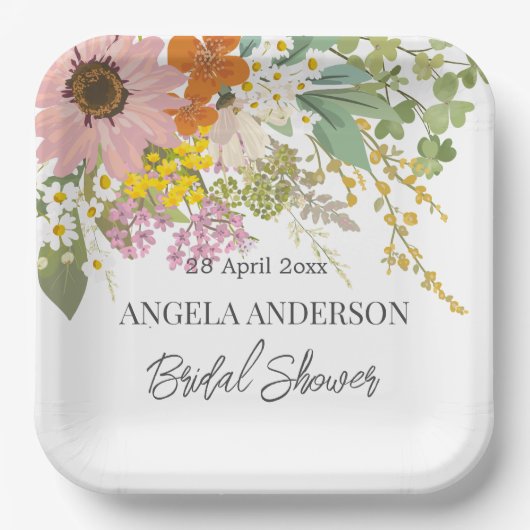 Frühlingsblumengarten Brautparty Papier Untersetze Pappteller (Vorderseite)