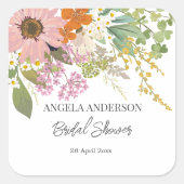 Frühlingsblumengarten Brautparty Papier Untersetze Quadratischer Aufkleber (Vorderseite)