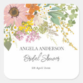 Frühlingsblumengarten Brautparty Papier Untersetze Quadratischer Aufkleber (Vorderseite)