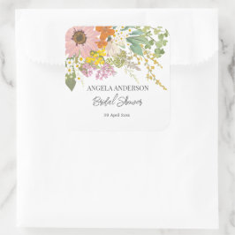 Frühlingsblumengarten Brautparty Papier Untersetze Quadratischer Aufkleber