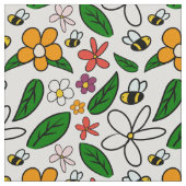 Frühlingsblumengarten mit Kritzeln Stoff (Nahaufnahme)