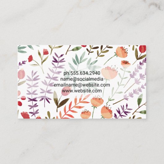 Frühlingsblumengarten Muster Visitenkarte (Rückseite)