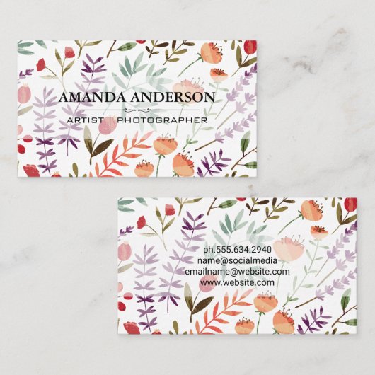 Frühlingsblumengarten Muster Visitenkarte (Vorne/Hinten)