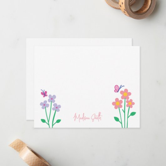 Frühlingsblumengarten Personalisierte Note Card Mitteilungskarte (Vorderseite/Rückseite Beispiel)