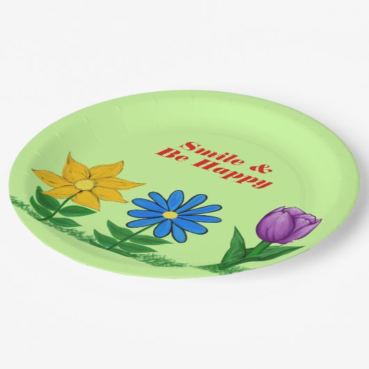 Frühlingsblumengarten Teller (Schrägansicht)