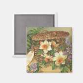 "Frühlingsblumenkorb" Vintage Magnet (Vorderseite/Rückseite)
