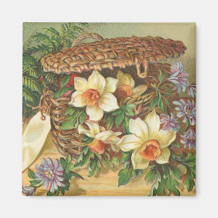 "Frühlingsblumenkorb" Vintage Magnet