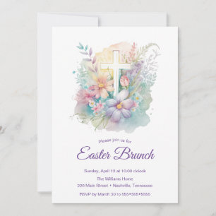 Frühlingsblumenkreuz Osterbrunch-Einladung Einladung