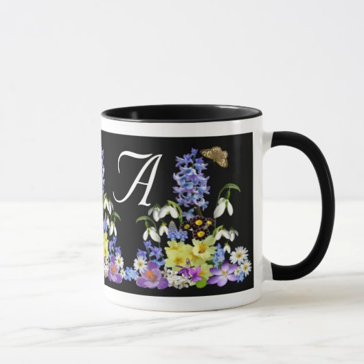 Frühlingsblumenmonogramm Tasse (Rechts)