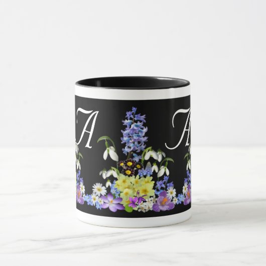 Frühlingsblumenmonogramm Tasse (Zentrum)