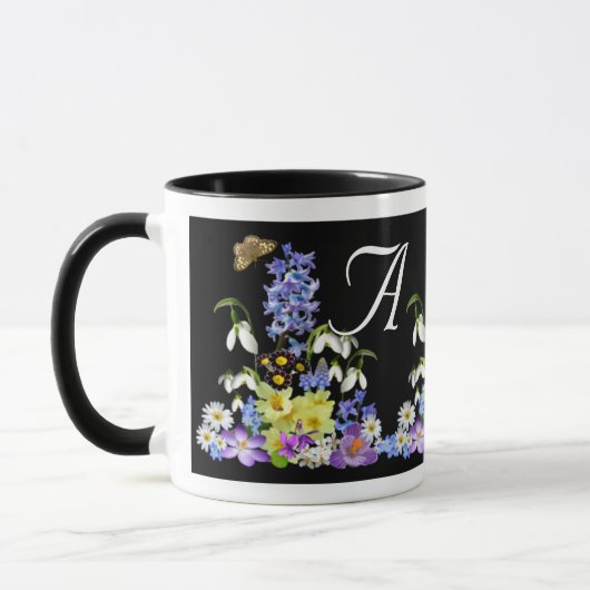 Frühlingsblumenmonogramm Tasse (Links)
