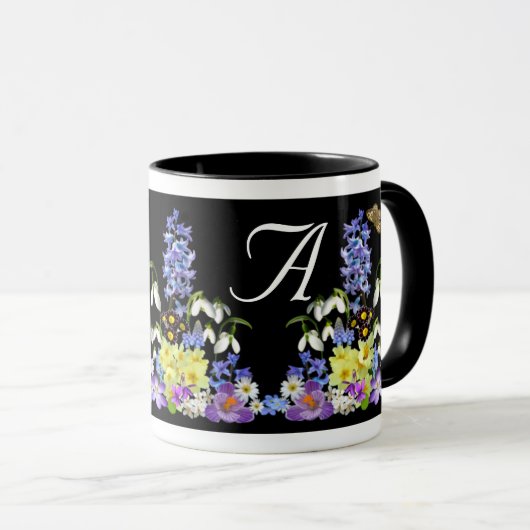Frühlingsblumenmonogramm Tasse (VorderseiteRechts)