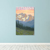 FrühlingsblumenMontanaVintage Reiseplakat Leinwanddruck (Insitu (Holzboden))