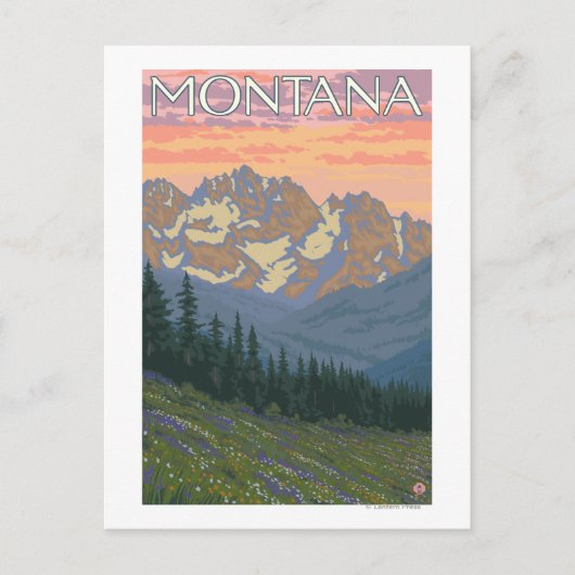 FrühlingsblumenMontanaVintage Reiseplakat Postkarte (Vorderseite)