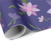 Frühlingsblumenmuster auf blauem Hintergrund Geschenkpapier (Rolleneckpunkt)