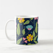 Frühlingsblumenmuster auf Dunkelblau Kaffeetasse (Links)
