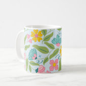 Frühlingsblumenmuster auf Hellblau Kaffeetasse (Vorderseite Links)