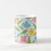 Frühlingsblumenmuster auf Hellblau Kaffeetasse (Mittel)