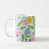 Frühlingsblumenmuster auf Hellblau Kaffeetasse (Links)