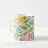 Frühlingsblumenmuster auf Rosa Kaffeetasse (Vorderseite Links)