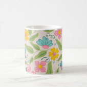 Frühlingsblumenmuster auf Rosa Kaffeetasse (Mittel)