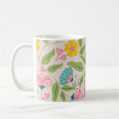 Frühlingsblumenmuster auf Rosa Kaffeetasse (Links)