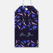 Frühlingsblumenmuster Dunkelblau Geschenkanhänger (Vorderseite)