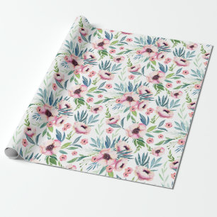 Frühlingsblumenmuster in Rosa Geschenkpapier