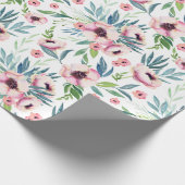 Frühlingsblumenmuster in Rosa Geschenkpapier (Ecke)