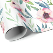 Frühlingsblumenmuster in Rosa Geschenkpapier (Rolleneckpunkt)