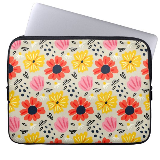 Frühlingsblumenmuster laptopschutzhülle (Vorderseite)