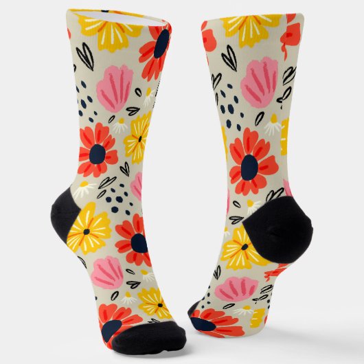 Frühlingsblumenmuster socken (Gewinkelt)