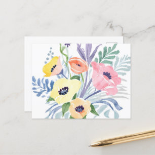 Frühlingsblumenstrauß   Hübsche Florale Wasserfarb Postkarte