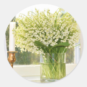 Frühlingsblumenstrauß Maiglöckchen Runder Aufkleber