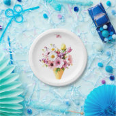 Frühlingsblumenstrauß mit Schmetterling Pappteller (Party)
