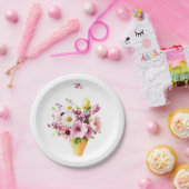 Frühlingsblumenstrauß mit Schmetterling Pappteller (Party)