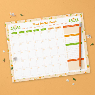 Frühlingsblumenstrauß Monatlicher Montag-Start-Pla Notizblock