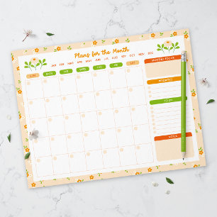 Frühlingsblumenstrauß Monatlicher Sonntag-Start-Pl Notizblock