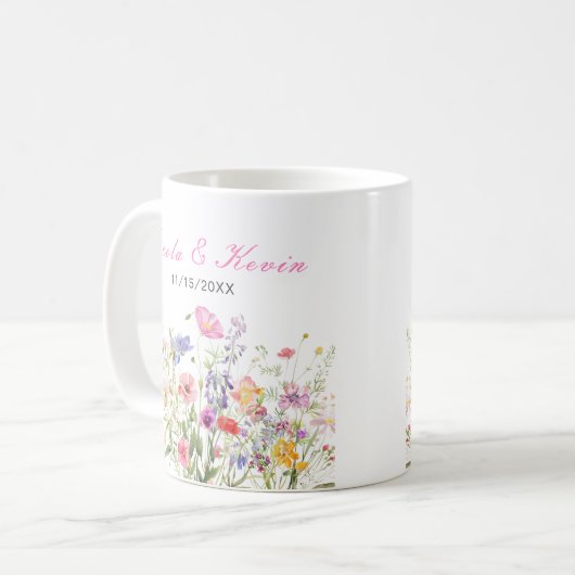 Frühlingsblumenstrauß Wildblumen Kaffeetasse (Vorderseite Links)