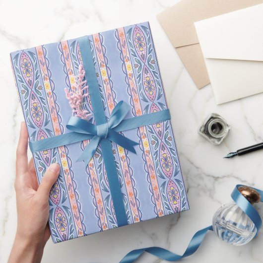 Frühlingsblumenstreifen Geschenkpapier (Schenken)