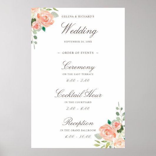 Frühlingsblush Pfirsichfarben Begrüßungszeichen Poster (Vorne)