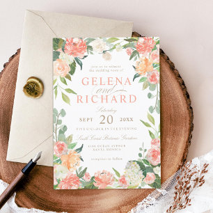 Frühlingsblush und Peach Wassercolor Florals Hochz Einladung