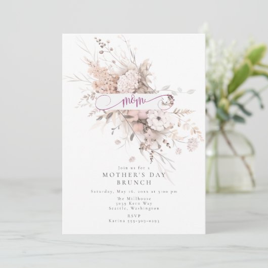 Frühlingsblut Mutter Tag Brunch Einladung (Stehend Vorderseite)