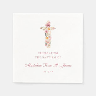 Frühlingsblüte   Blumenkreuz Christening Serviette