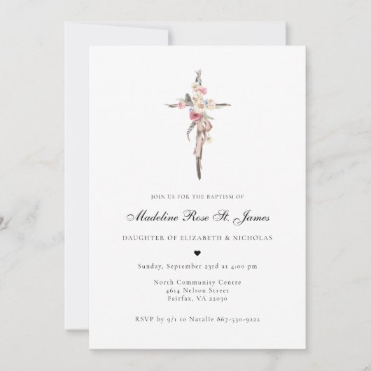 Frühlingsblüte | Blumenkreuz Einladung (Vorderseite)