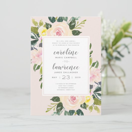 Frühlingsblüte | Einladung zur Hochzeit (Stehend Vorderseite)