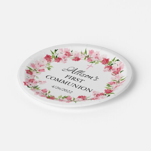 Frühlingsblüte florale Kommune Pappteller (Schrägansicht)