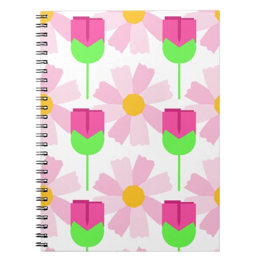 Frühlingsblüte, fröhliches Tulpenmuster Notizblock (Vorderseite)
