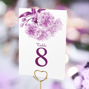 Frühlingsblüte lila mauve Hochzeit Tischnummern