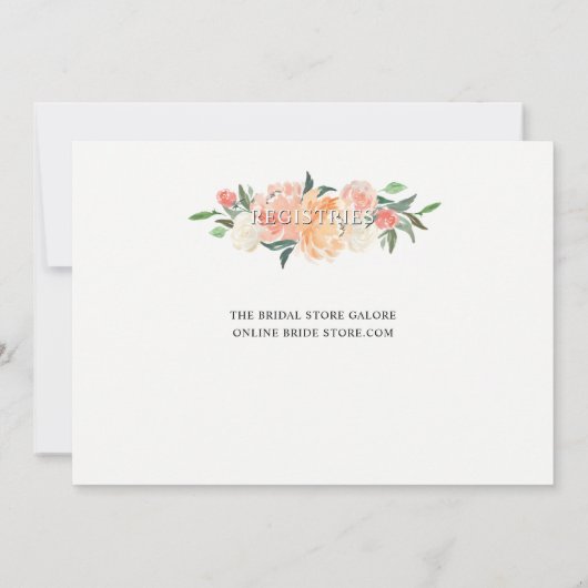 Frühlingsblüte Pfirsichfarben Blumenkohl Bridal Br Einladung (Rückseite)